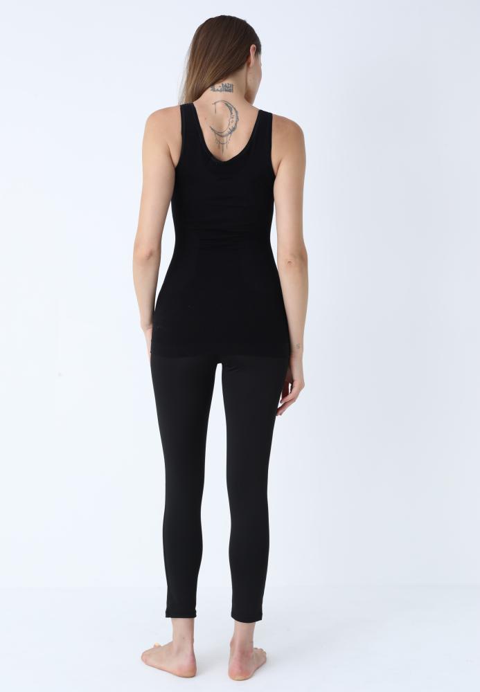 Maiou Dama Modelator in Talie cu Bretele Late, Material Moale, Culoare Negru,Engros